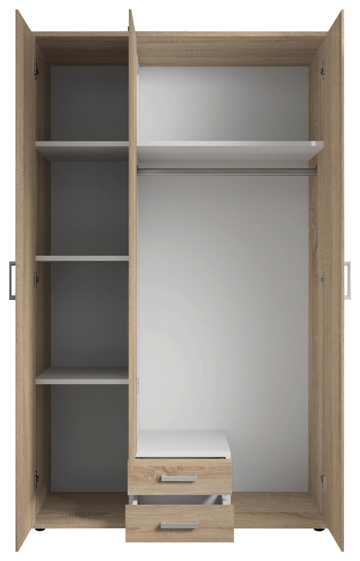 Drehtürenschrank Olli Sonoma Eiche - Alufarben/Sonoma Eiche, Basics, Glas/Holzwerkstoff (120/196/54cm) - Based