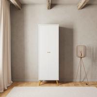 Drehtürenschrank Ludo Weiß ca. 60x180x40 cm - Weiß/Naturfarben, MODERN, Holz/Metall (60/180/40cm) - Bessagi Home