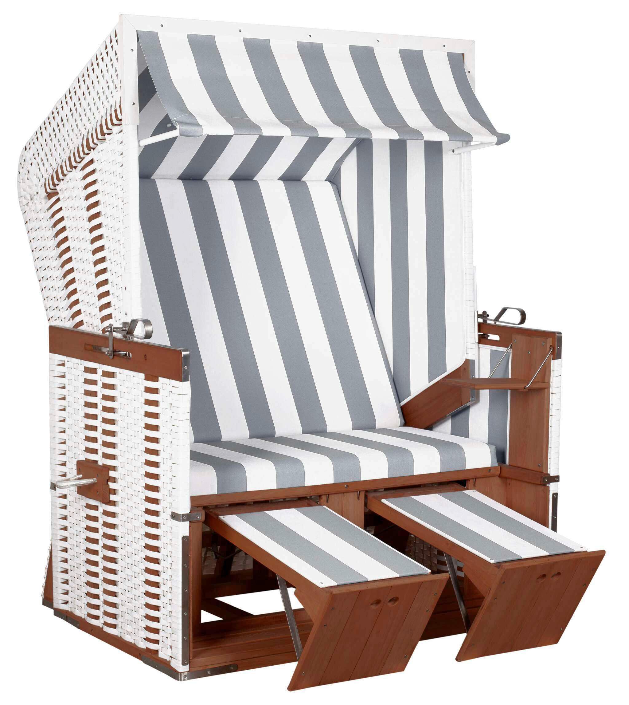 Strandkorb Profi Nordsee Sylt Mahagoni/Grau/Weiß - Dunkelbraun/Weiß, KONVENTIONELL, Holz (128/165/95cm)