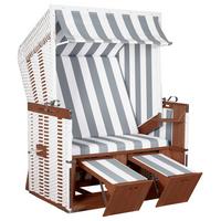 Strandkorb Profi Nordsee Sylt Mahagoni/Grau/Weiß - Dunkelbraun/Weiß, KONVENTIONELL, Holz (128/165/95cm)
