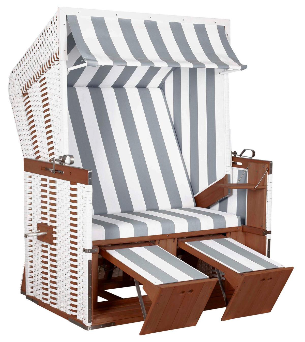 Strandkorb Profi Nordsee Sylt Mahagoni/Grau/Weiß - Dunkelbraun/Weiß, KONVENTIONELL, Holz (128/165/95cm)