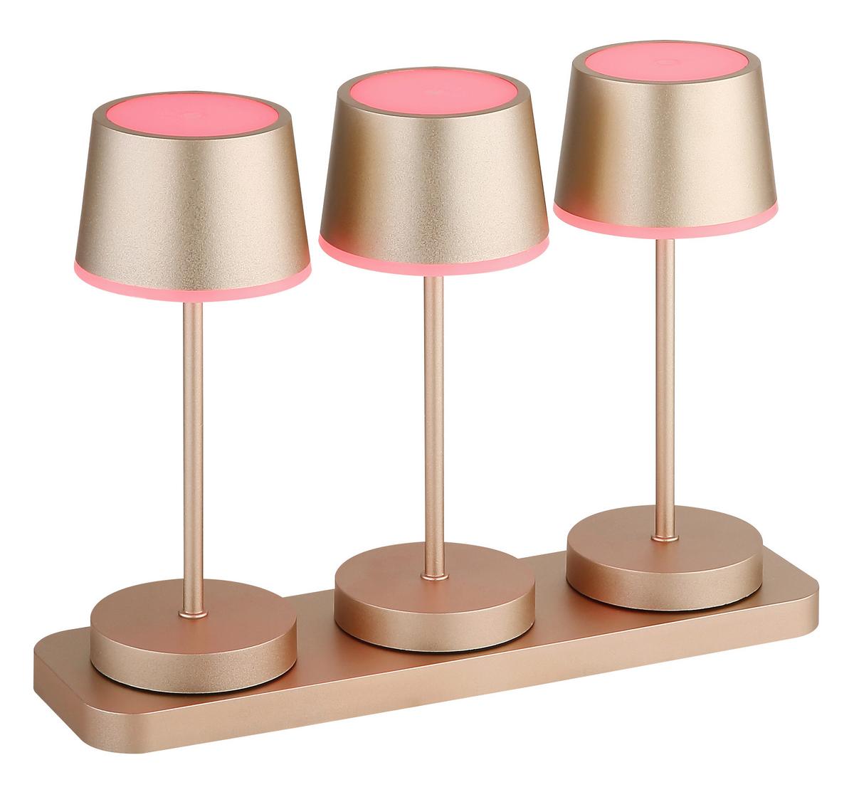 Akku-Tischleuchte Dawson Opal/Champagner - Champagner/Opal, Design, Kunststoff/Metall (8,3/8,3/20cm) - Globo
