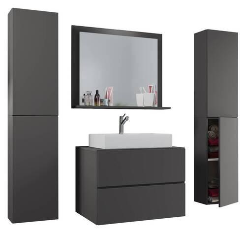 Badezimmer Lendas 5-tlg. ca. 147 cm Anthrazit - Anthrazit/Weiß, MODERN, Glas/Keramik (147cm) - MID.YOU