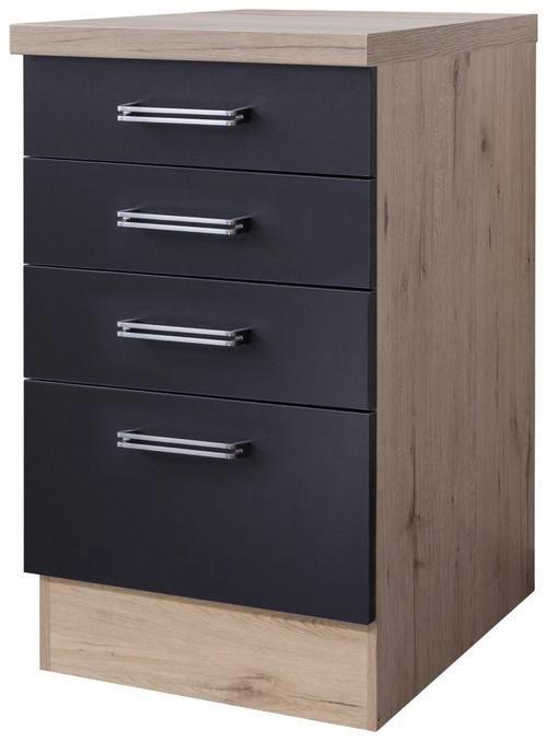 Ladičar Milano - boje hrasta/boje oplemenjenog čelika, Moderno, drvni materijal/metal (50/86/60cm) - Mömax