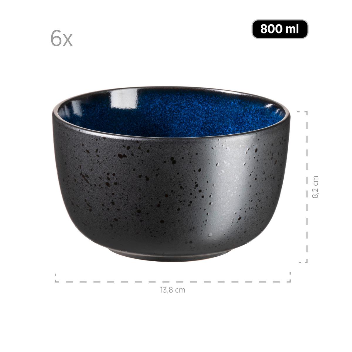 FRÜHSTÜCKSSERVICE NIARA - Blau/Schwarz, Basics, Keramik - Mäser