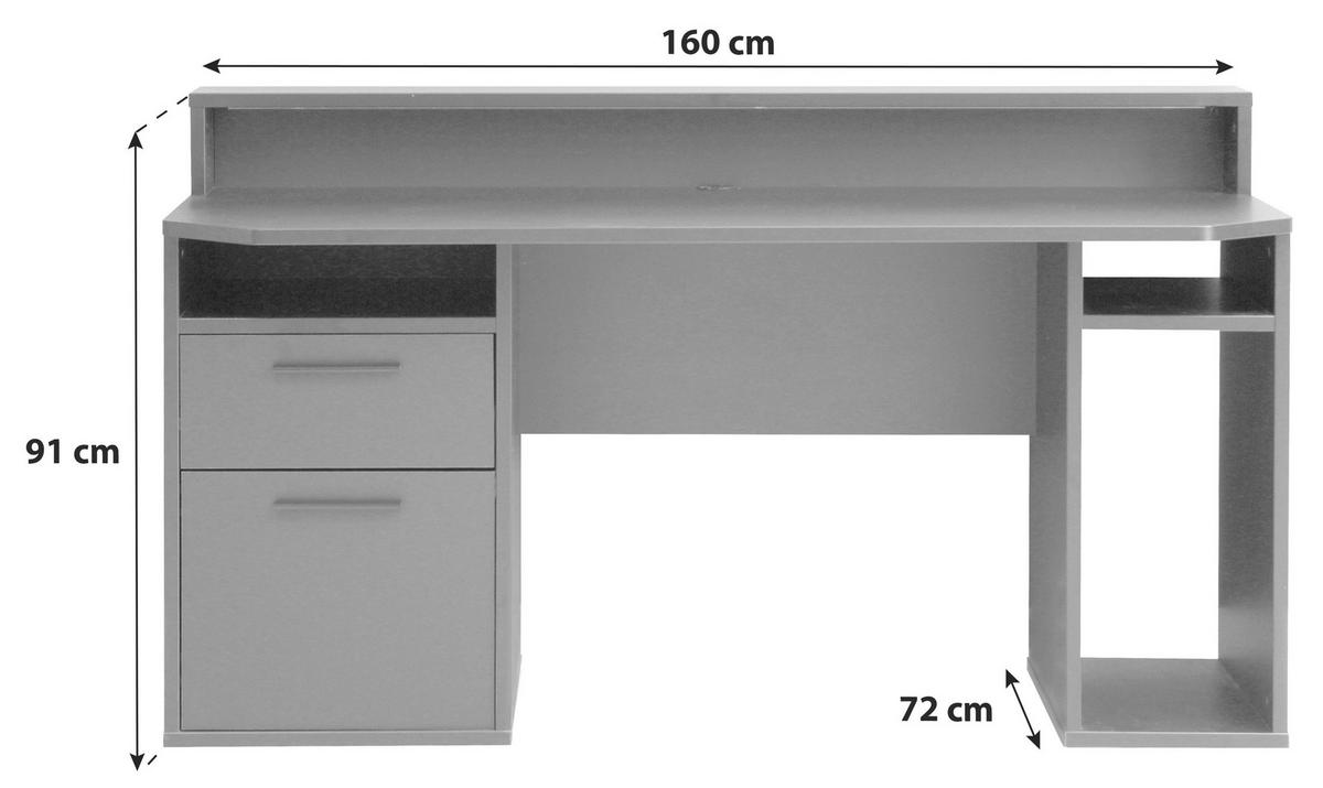 Gaming Miza Tezaur, Črna - črna, Moderno, kovina/umetna masa (160/72/91cm) - MID.YOU