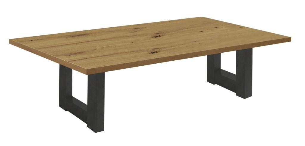 Măsuță extensibilă BIG SYSTEM CT - culoare lemn stejar/negru, Modern, material pe bază de lemn (120-160/44/70cm) - Premium Living