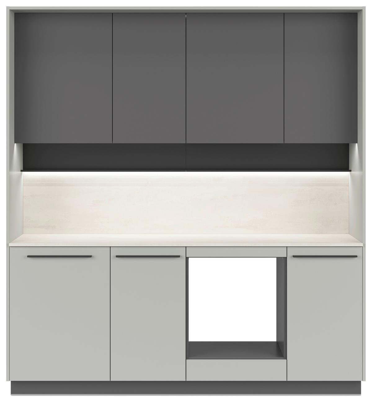 Küchenblock Milino o. E-Geräte Grau - Graphitfarben/Schwarz, Basics, Holzwerkstoff/Kunststoff (210cm) - Visiona