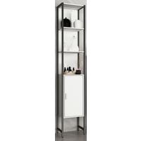 Hochschrank Edino ca. 33x185 cm Weiß/Schwarz - Silberfarben/Schwarz, MODERN, Holzwerkstoff/Metall (33/185/30cm) - MID.YOU