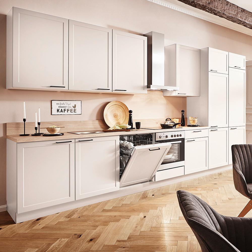 Küchenblock Home o. Geräte Magnolia matt - Eichefarben/Anthrazit, ROMANTIK / LANDHAUS, Holzwerkstoff/Metall (420cm) - Express-Kuechen