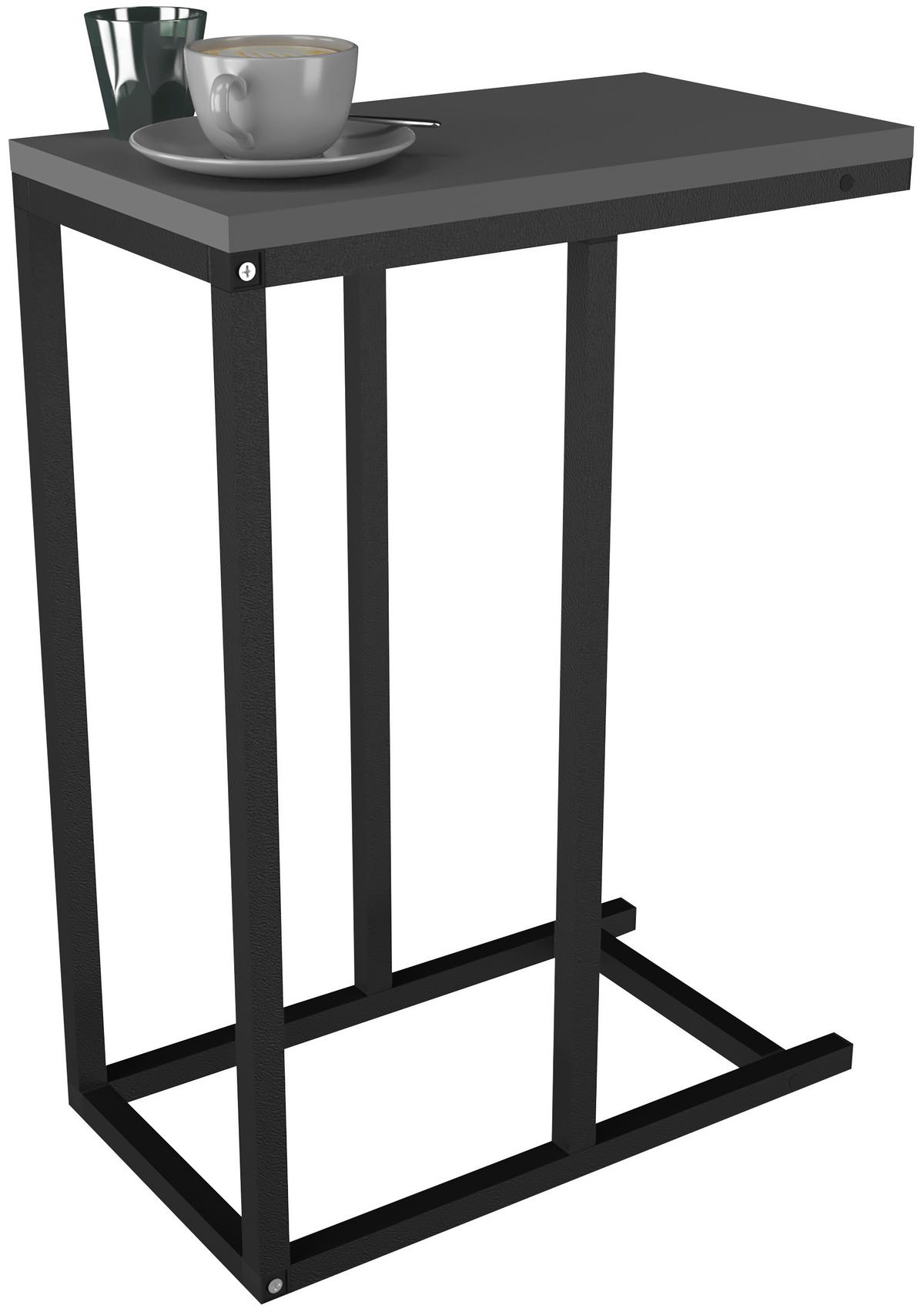 BEISTELLTISCH INSASI - Anthrazit/Schwarz, Design, Holzwerkstoff/Metall (46/26/63cm) - MID.YOU