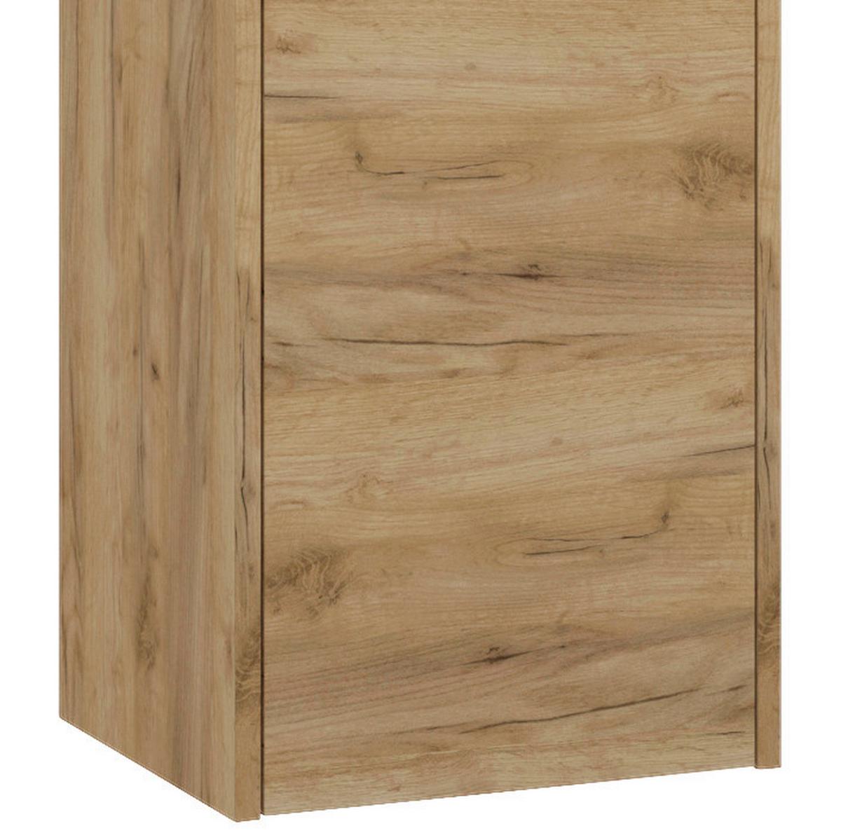 SZAFKA WYSOKA NENA DĄB 35 CM - kolor dębowy/kolor chromowy, Modern, materiał drewnopochodny/metal (35/160/30cm) - MID.YOU