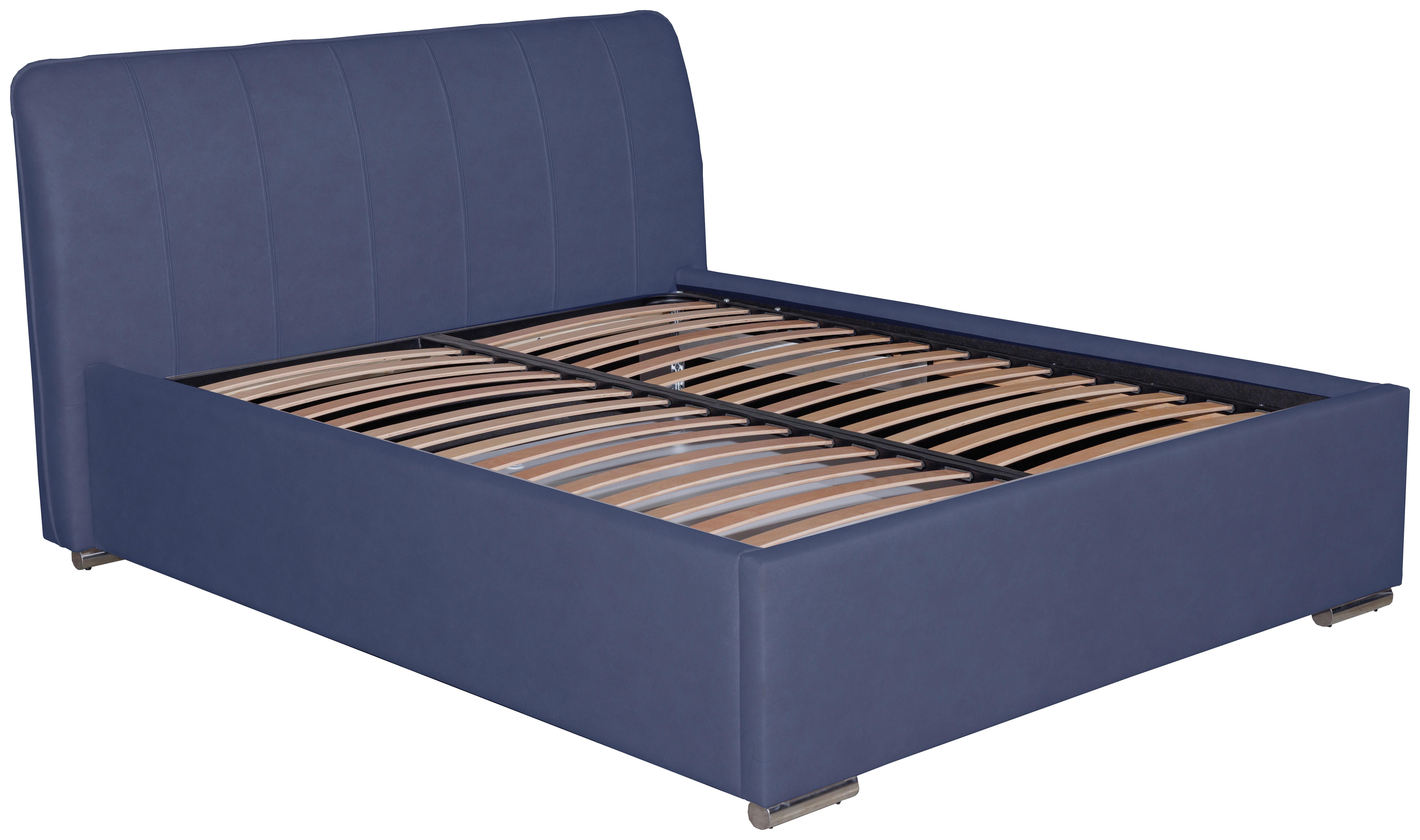 Oblazinjena Postelja France Storage, 180x200, Modra - barve kroma/modra, Basics, kovina/tekstil (180/200cm) - Modern Living