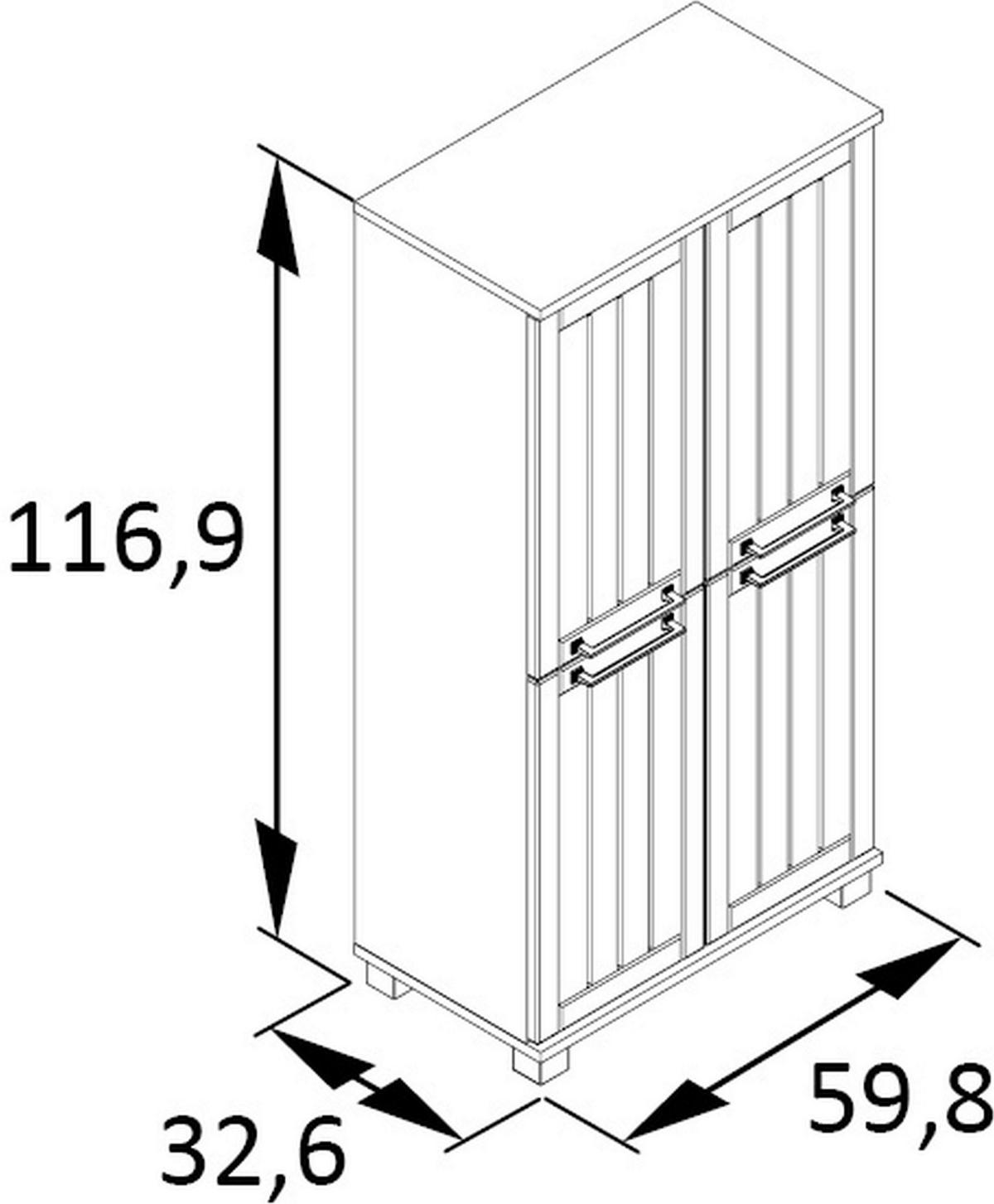Visoka Komoda Jelda, Platinasta Barva, Barva Hrasta - platinaste barve/črna, Moderno, kovina/umetna masa (59,8/116,9/32,6cm) - Stylife