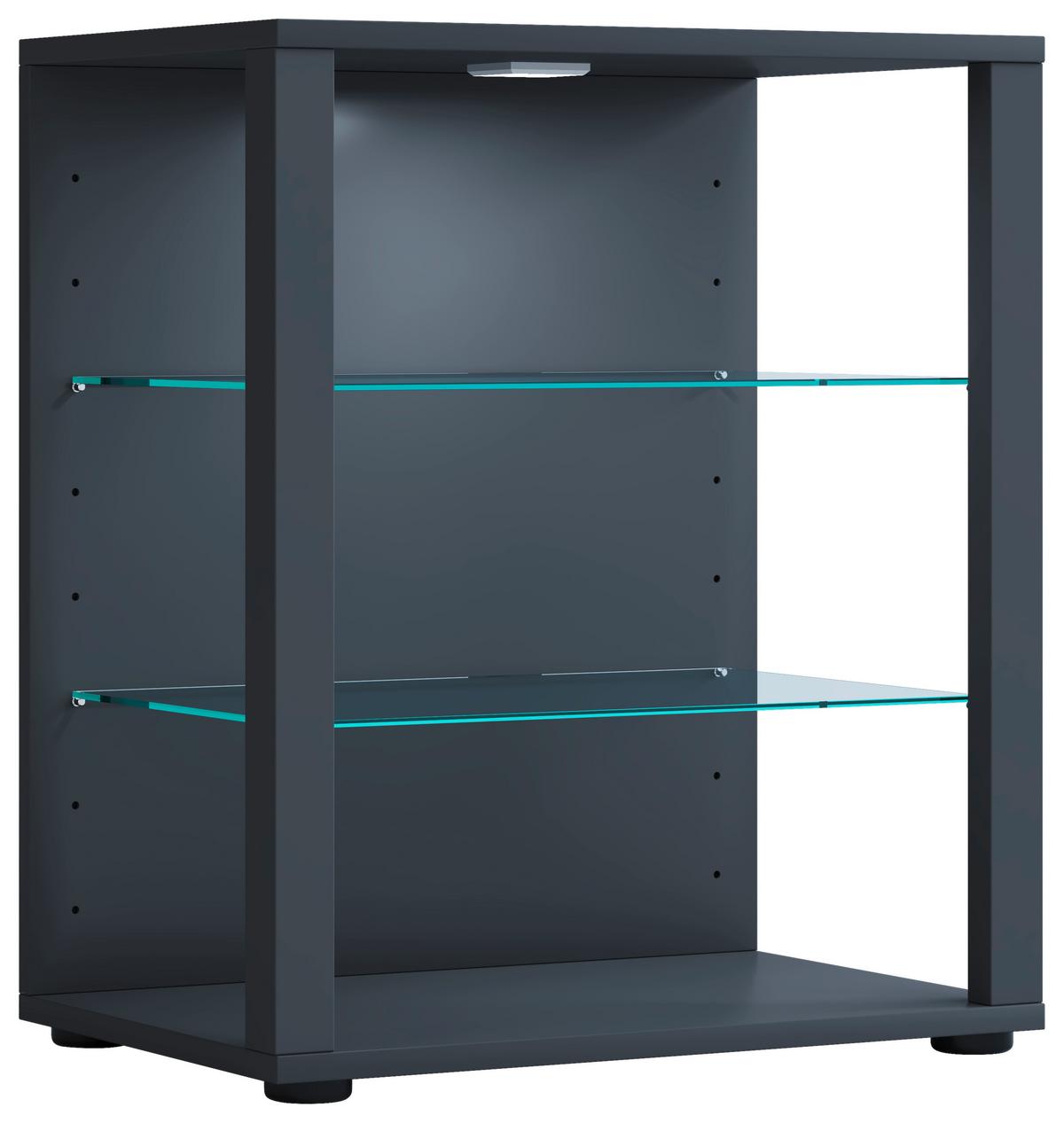 Vitrina Glasol S, Siva - črna/antracit, Moderno, umetna masa/steklo (52/60/35cm) - MID.YOU