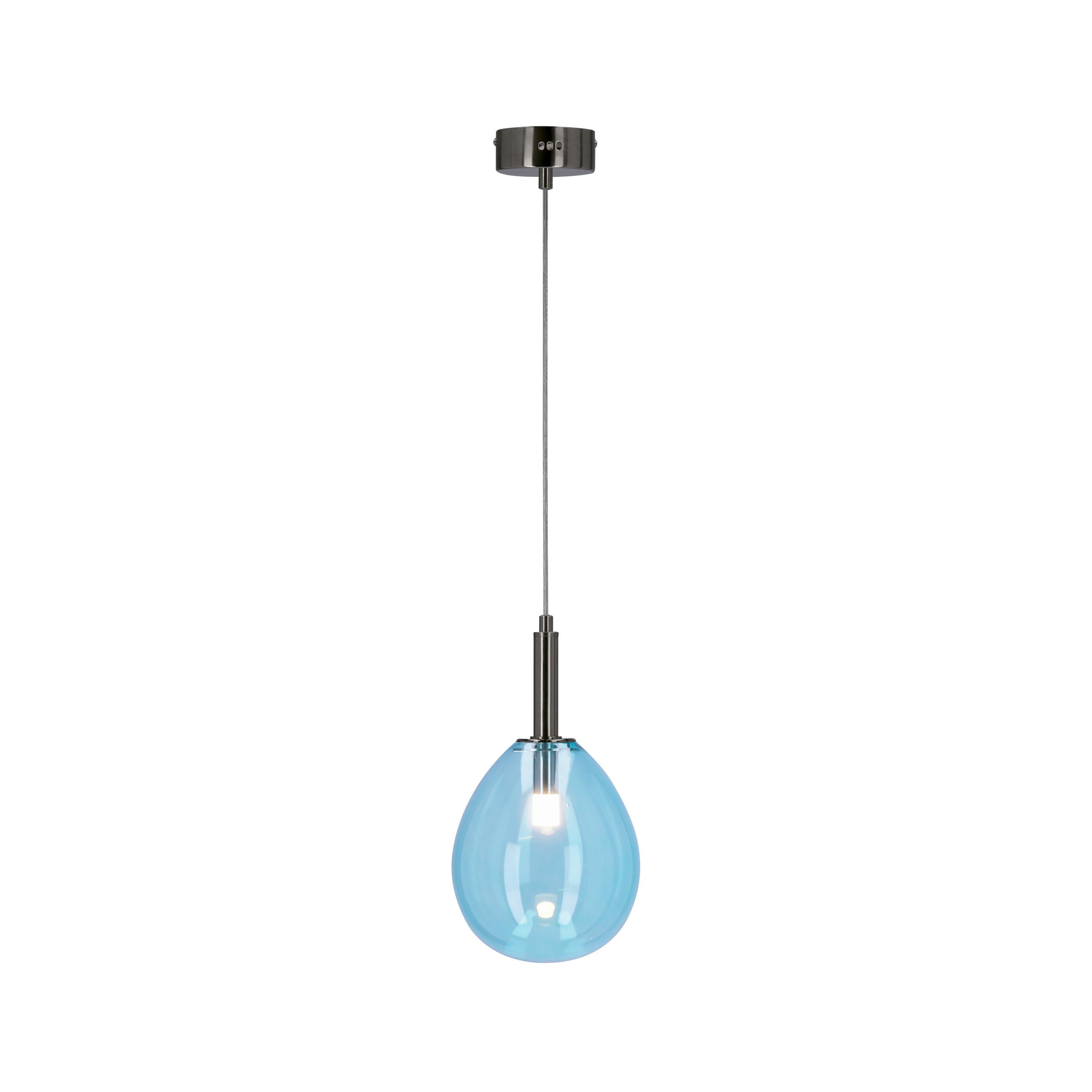 Led Viseća Svjetiljka Lukka - boje kroma/svijetlo plava, Design, staklo/metal (18/18/115cm)