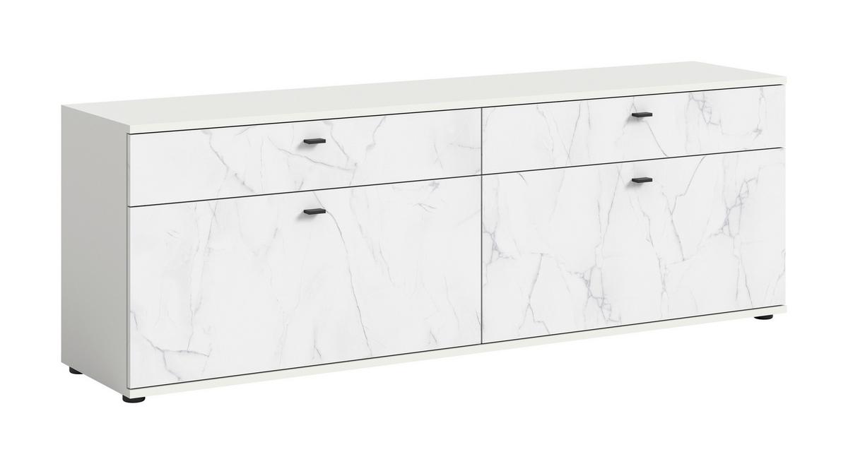 Tv Komoda Stone - bijela/crna, Design, drvni materijal/plastika (180/62/40cm) - Modern Living