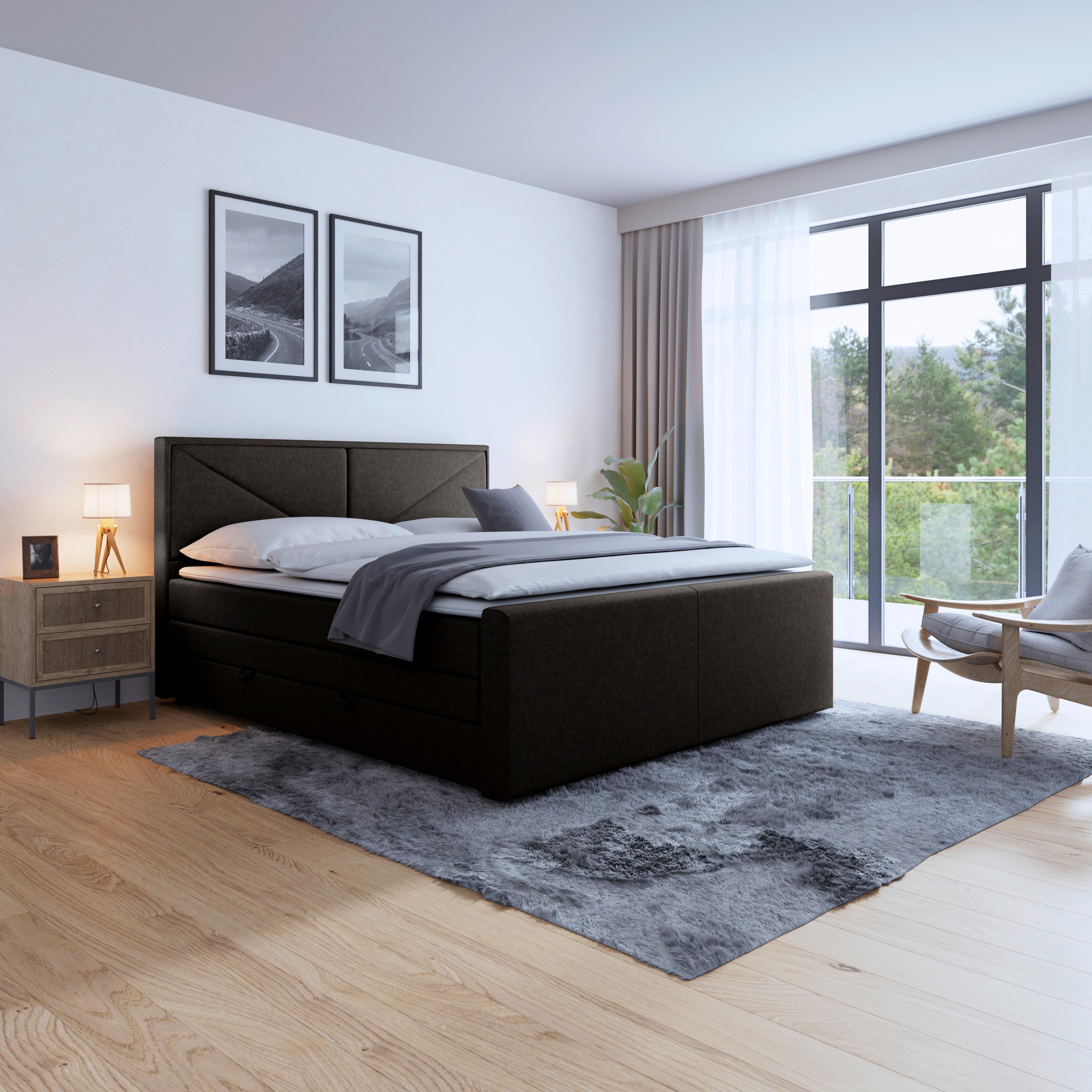 Bospringbett Lima ca. 180x200 cm Anthrazit - Anthrazit, MODERN, Holz/Kunststoff (180/200cm) - MID.YOU