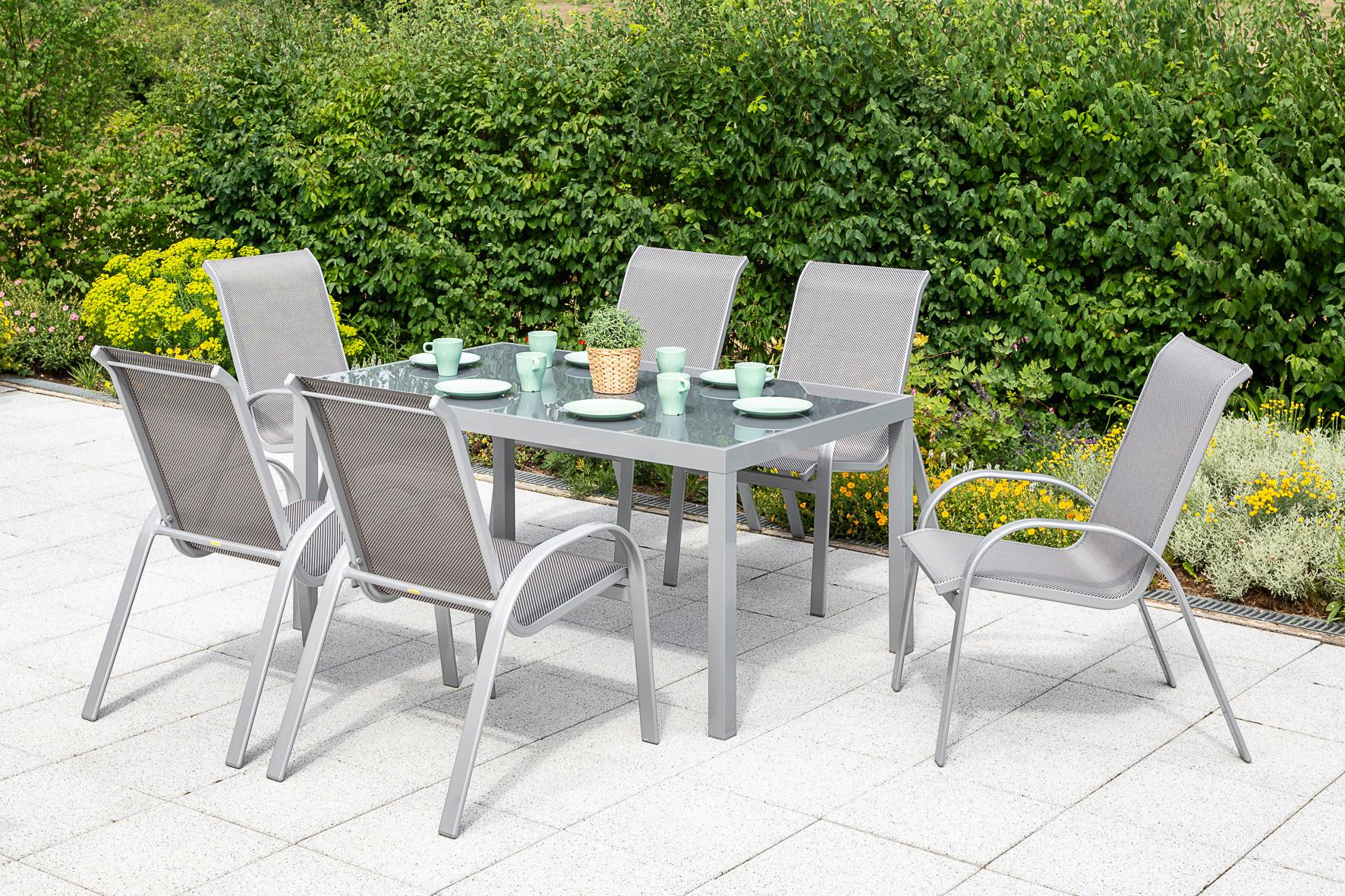 Vrtna Garnitura Amalfi, 7-Delno, Rjava - srebrne barve/rjava, Moderno, kovina/tekstil - Gardenson