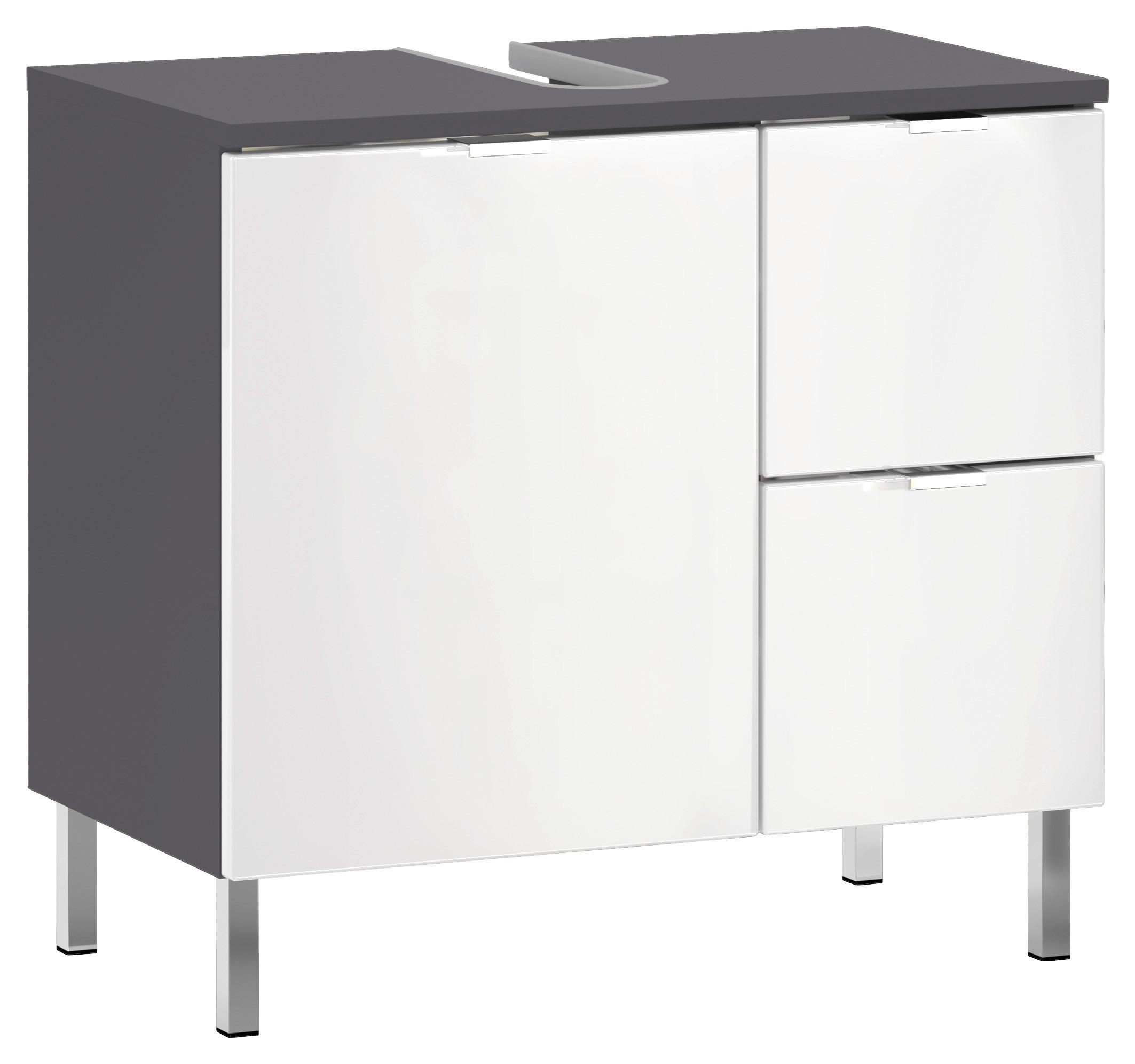 Waschbeckenunterschrank GW-Mau resa ca60x56x34cm Graphit/Weiß - Chromfarben/Graphitfarben, KONVENTIONELL, Holzwerkstoff/Metall (60/56/34cm) - Germania