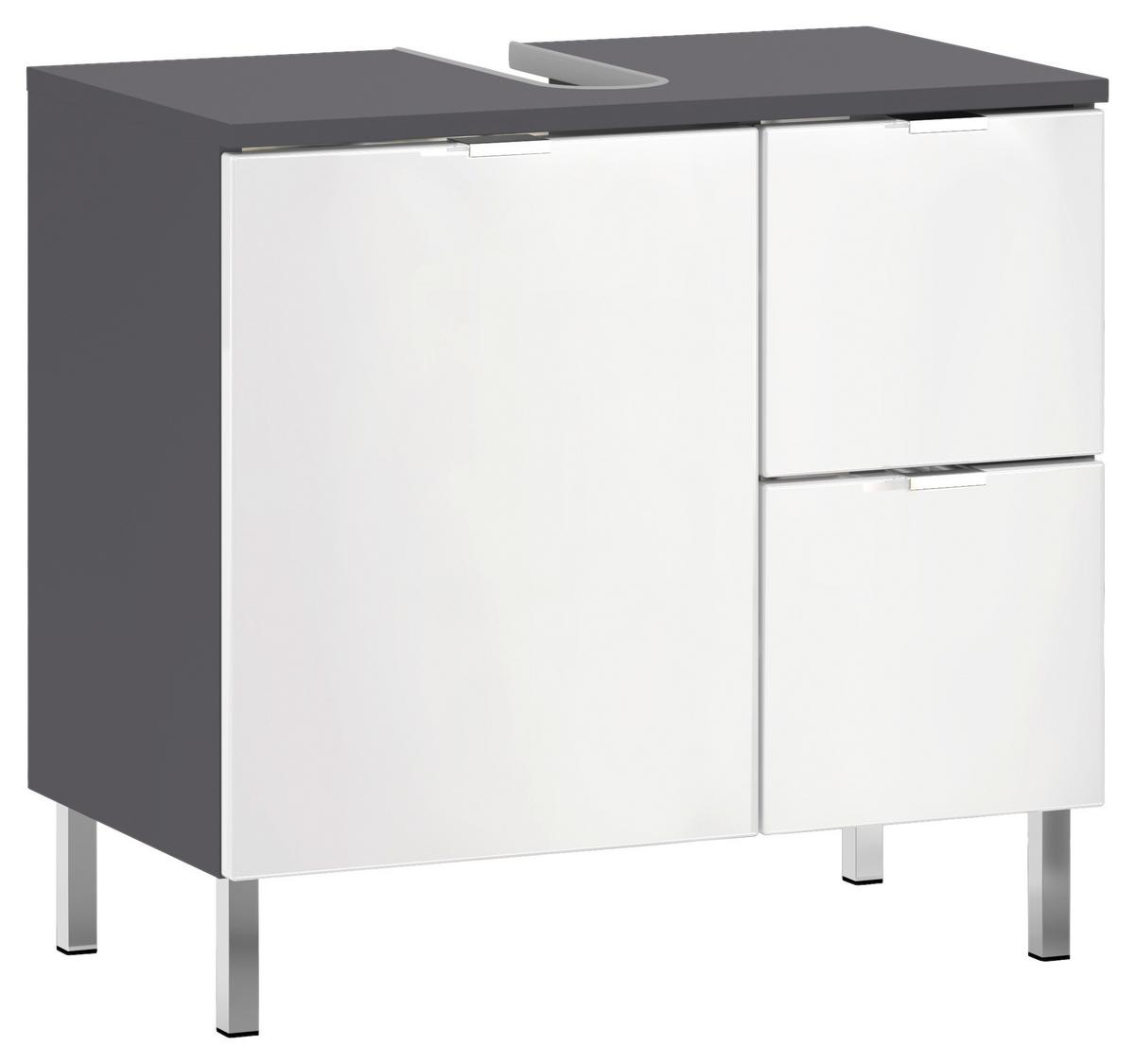 Waschbeckenunterschrank GW-Mau resa ca60x56x34cm Graphit/Weiß - Chromfarben/Graphitfarben, KONVENTIONELL, Holzwerkstoff/Metall (60/56/34cm) - Germania