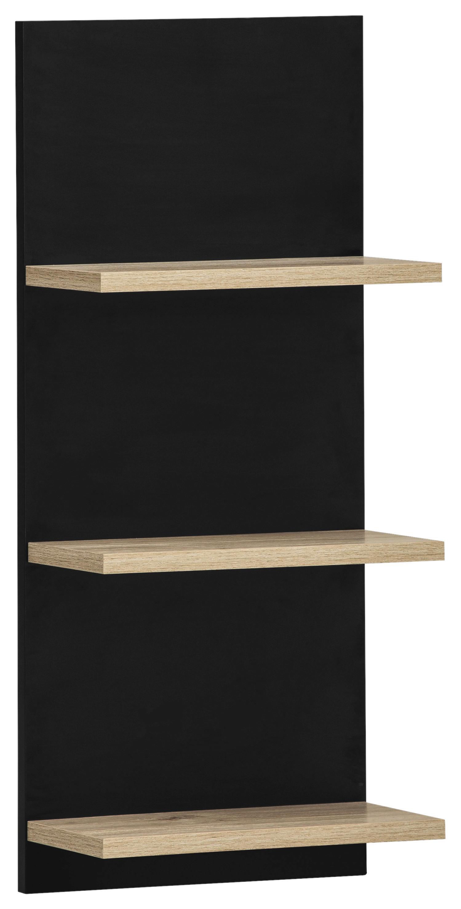 Kopalniški Regal Emmik, Črna, Barva Hrasta - črna/barve hrasta, Moderno, leseni material (30,3/70,2/17,5cm) - Stylife