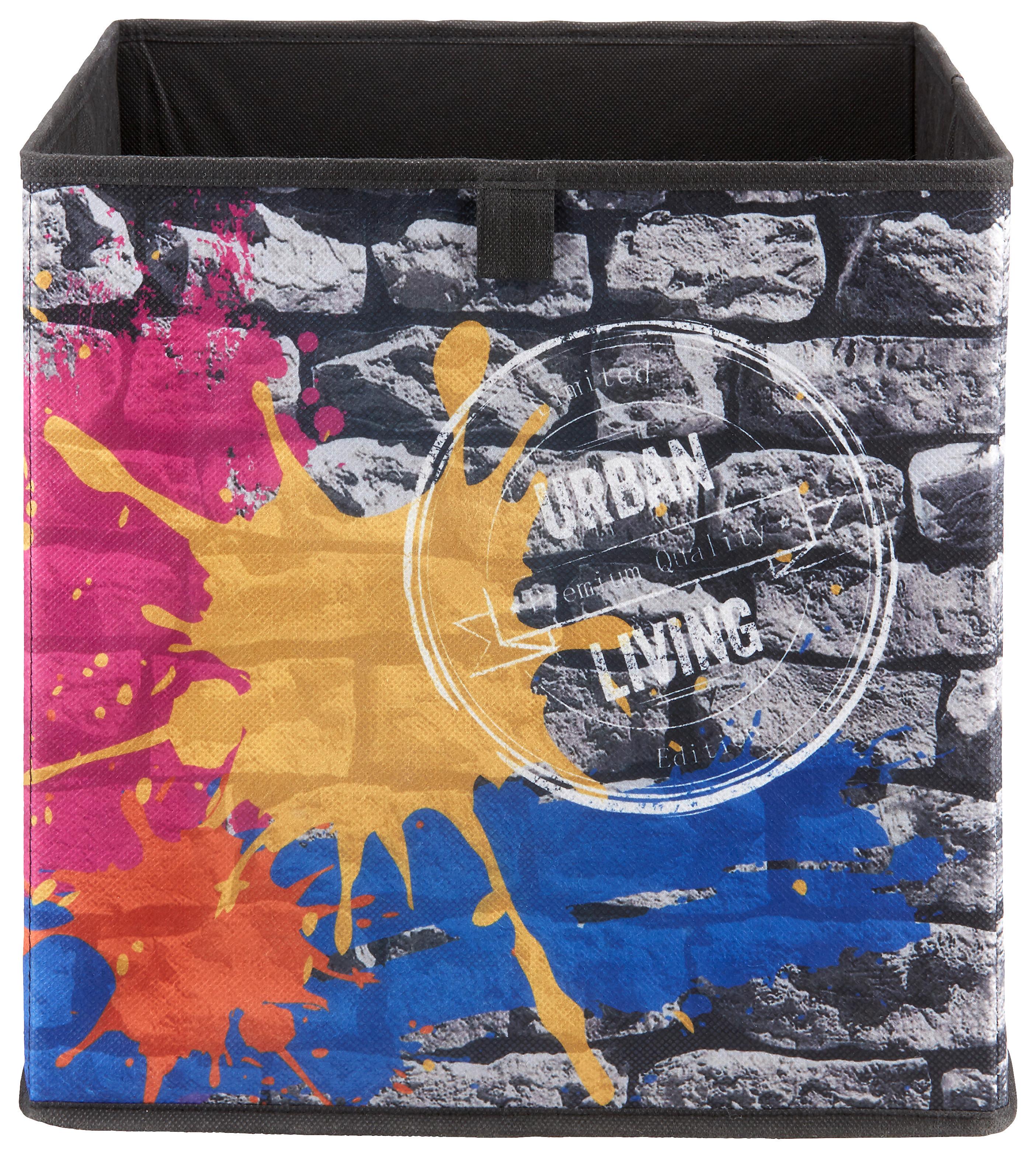 Aufbewahrungsbox Poppi mit Steindesign - Multicolor, Karton/Textil (32/32/32cm) - Based