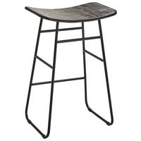 STOŁEK BAROWY SIMONA - czarny/ciemnobrązowy, Design, metal/drewno (50/80/35cm) - Carryhome