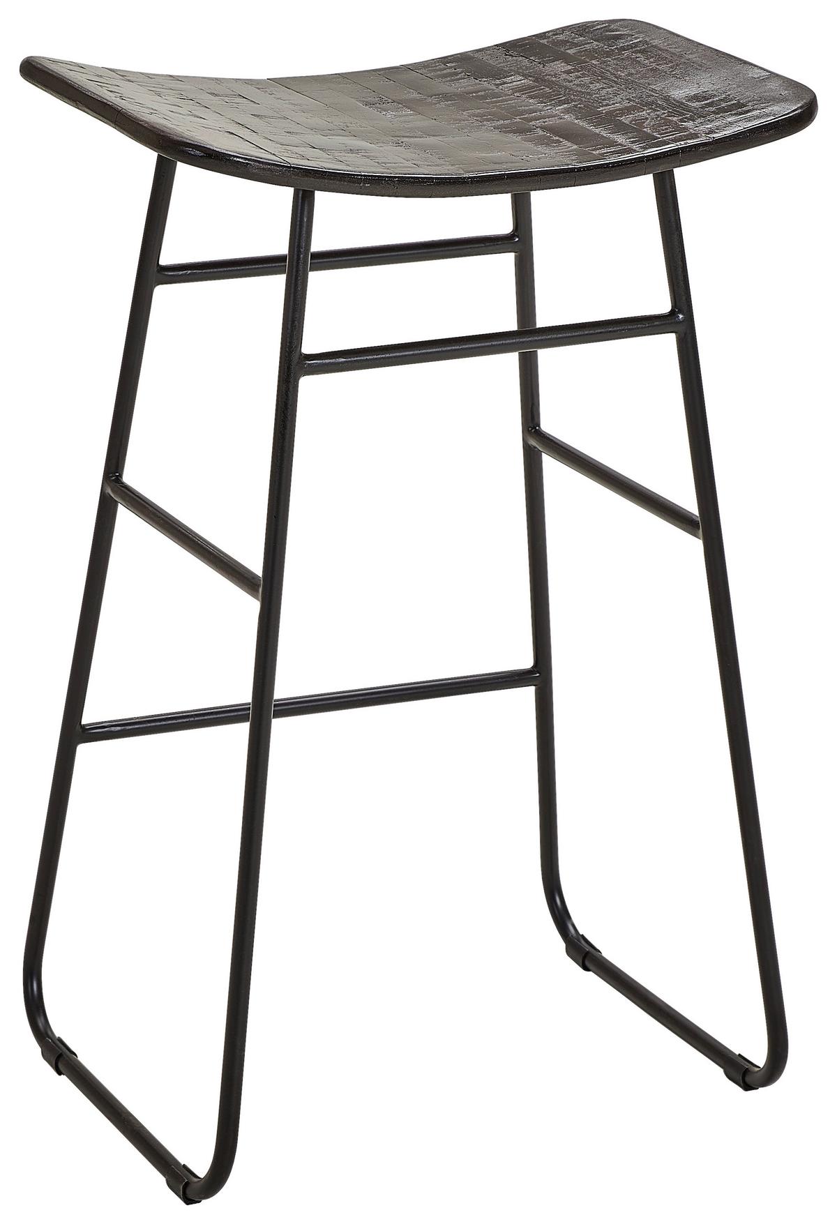 STOŁEK BAROWY SIMONA - czarny/ciemnobrązowy, Design, metal/drewno (50/80/35cm) - Carryhome