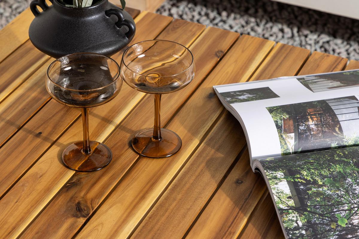 Loungetisch Penh ca. 100x65x40 cm Akazie massiv - Naturfarben, KONVENTIONELL, Holz/Metall (100/65/40cm) - Gardenson