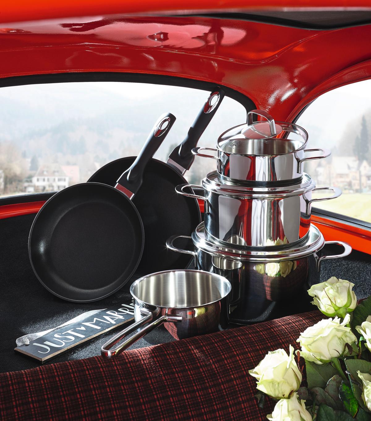 ZESTAW GARNKÓW 00211405000 FISSLER - kolor srebrny/przejrzysty, Basics, metal/szkło - Fissler