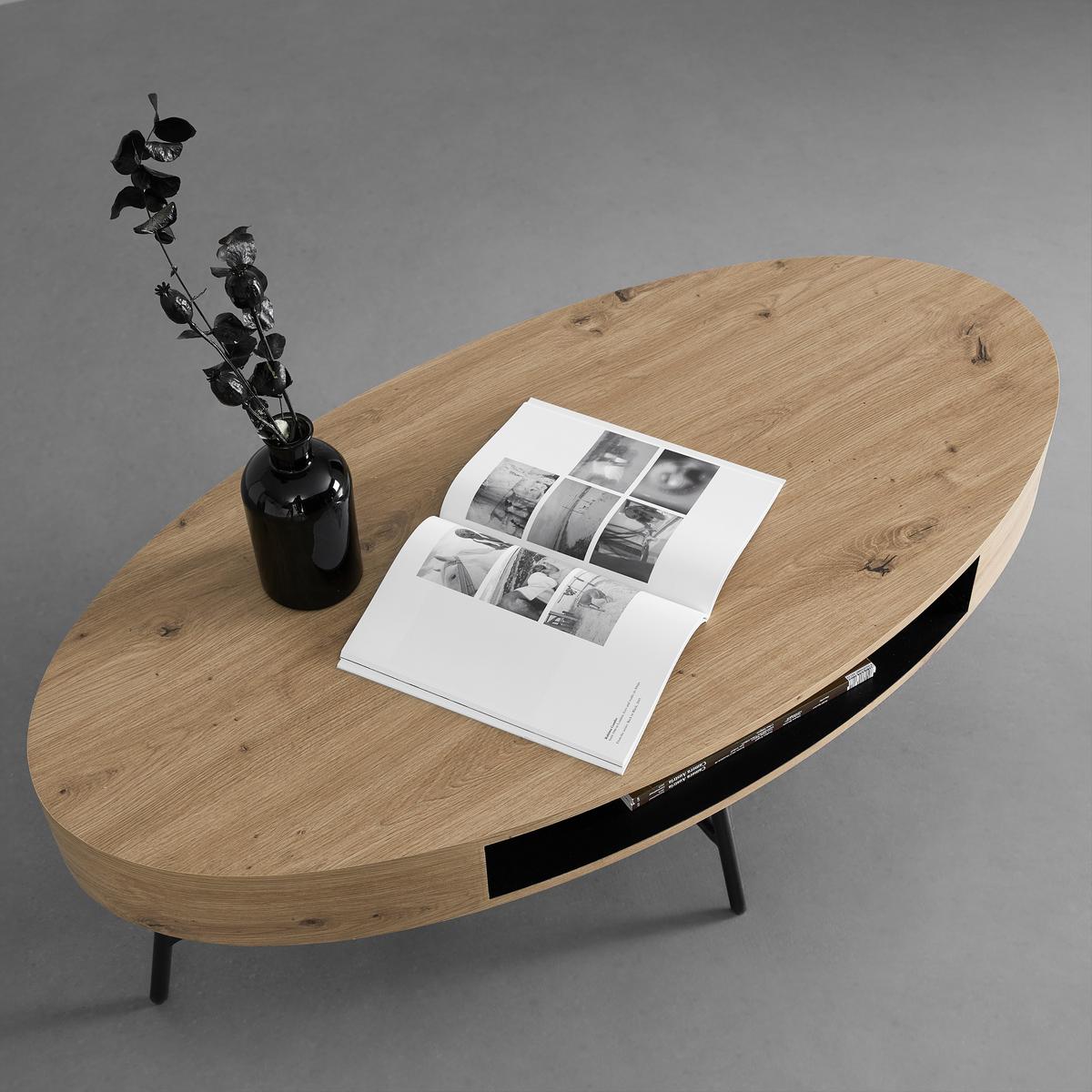 Couchtisch Emilia Eichefarben MDF - Eichefarben/Schwarz, MODERN, Metall (120/60/40cm) - Bessagi Home