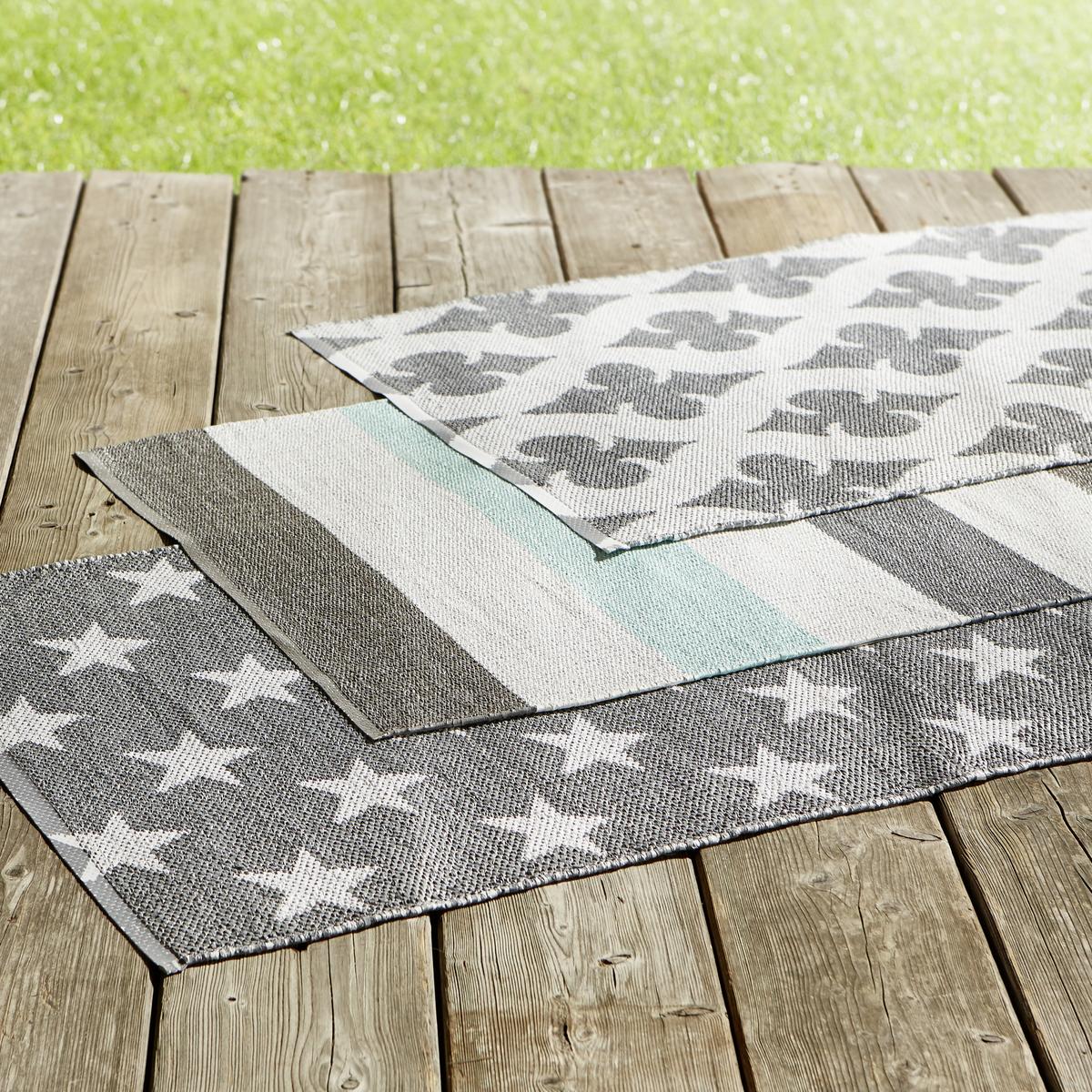 Outdoorteppich "Stars" ca. 70x140 cm, grau/weiß - Weiß/Grau, MODERN, Textil (70/140cm)