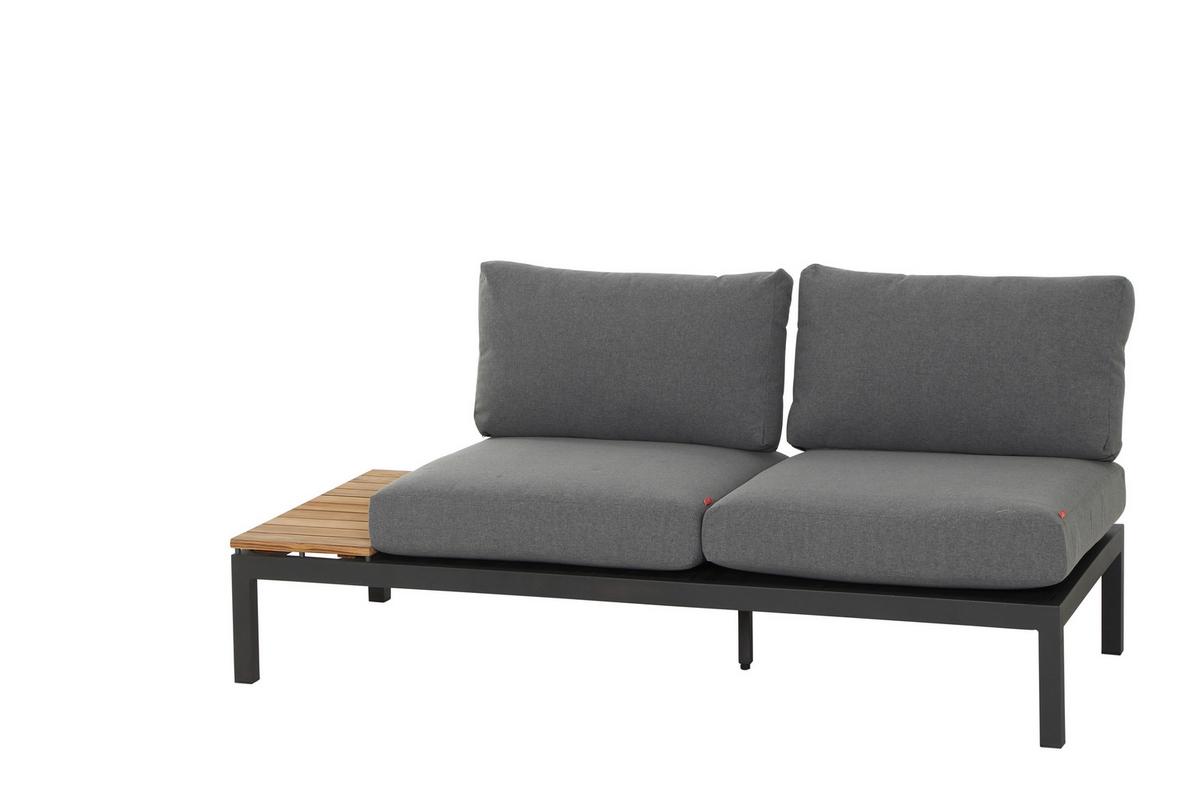 Modul-Loungegarnitur 4-tlg. Grau Teakholz - Anthrazit/Grau, KONVENTIONELL, Holz/Textil (252/84/252cm) - Siena Garden