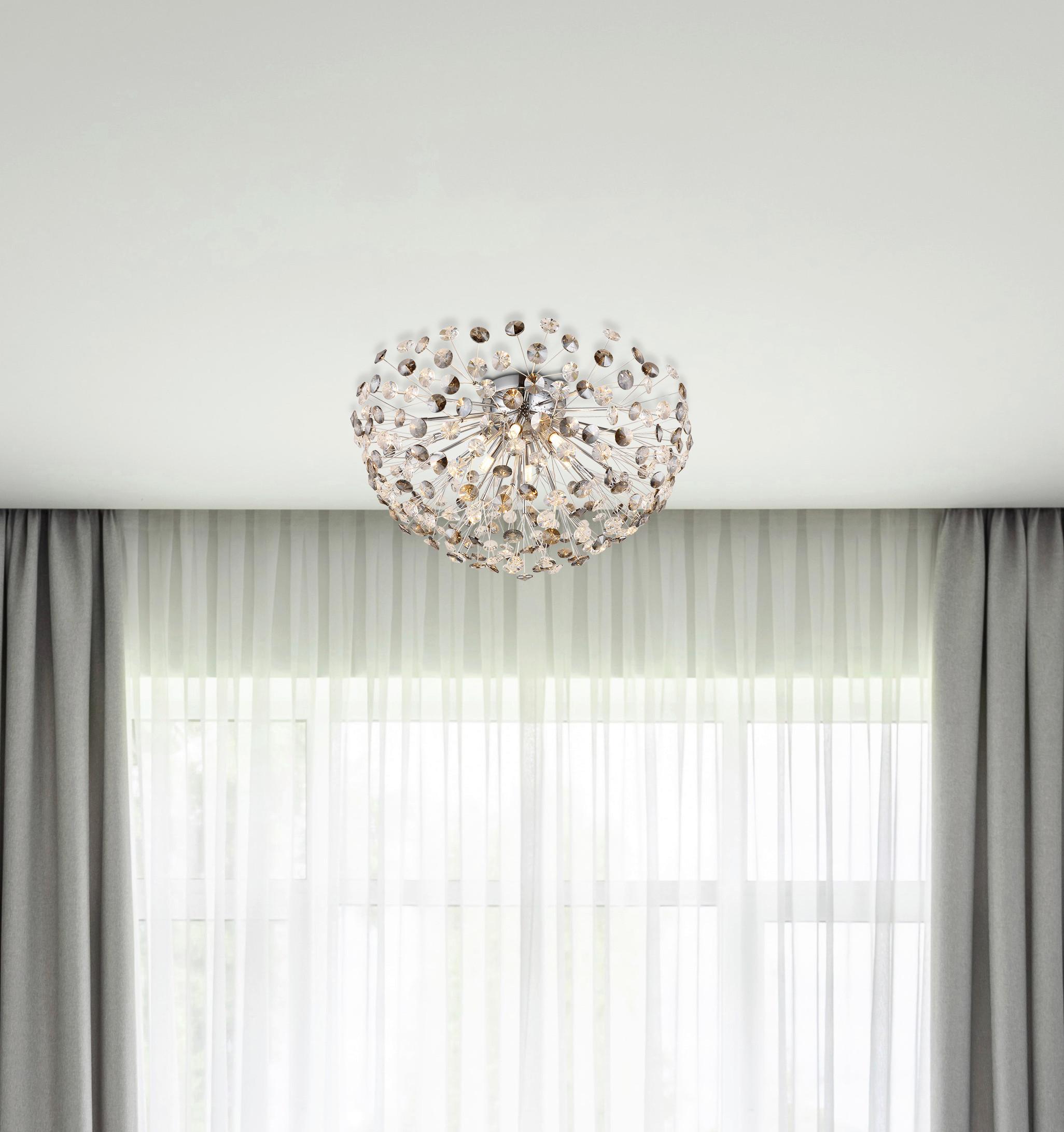 KRISTALL-DECKENLEUCHTE 64135D1C  KATRINA - Klar/Chromfarben, Konventionell, Glas/Metall (60/32,5cm) - Globo