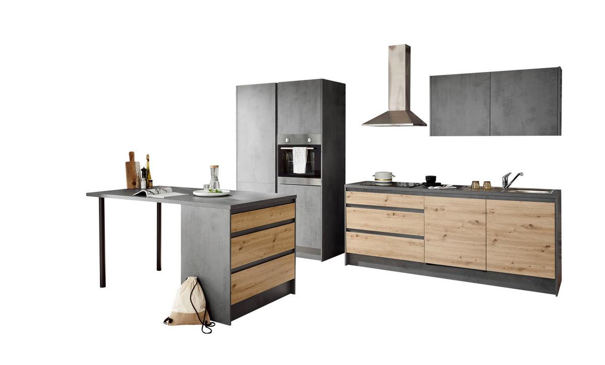 Kuhinjski Otok Troja, Antracit, Barva Hrasta - antracit/hrast artisan, Design, leseni material (180/91/90cm) - MID.YOU