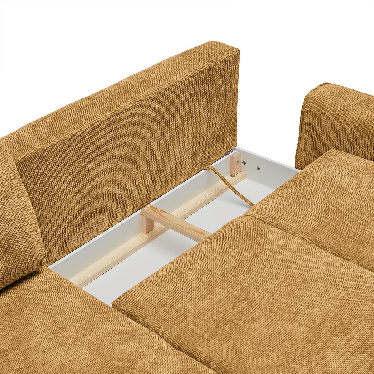 Ecksofa Custom Bernsteinfarben - Bernsteinfarben/Schwarz, MODERN, Textil/Metall (164/85/255cm) - Mömax