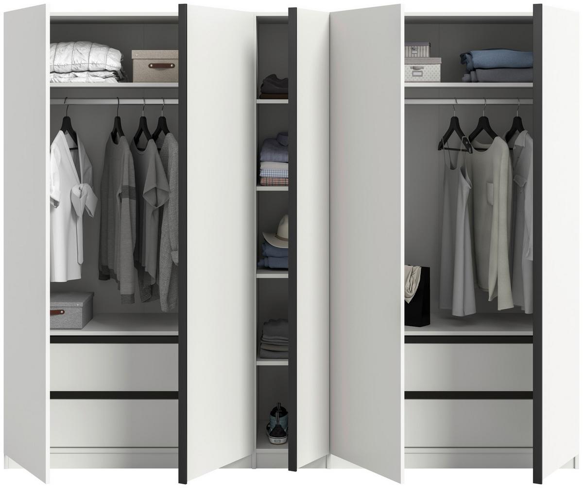 Drehtürenschrank Oakland Weiß - Schwarz/Weiß, MODERN, Holzwerkstoff (230/183/53cm) - MID.YOU