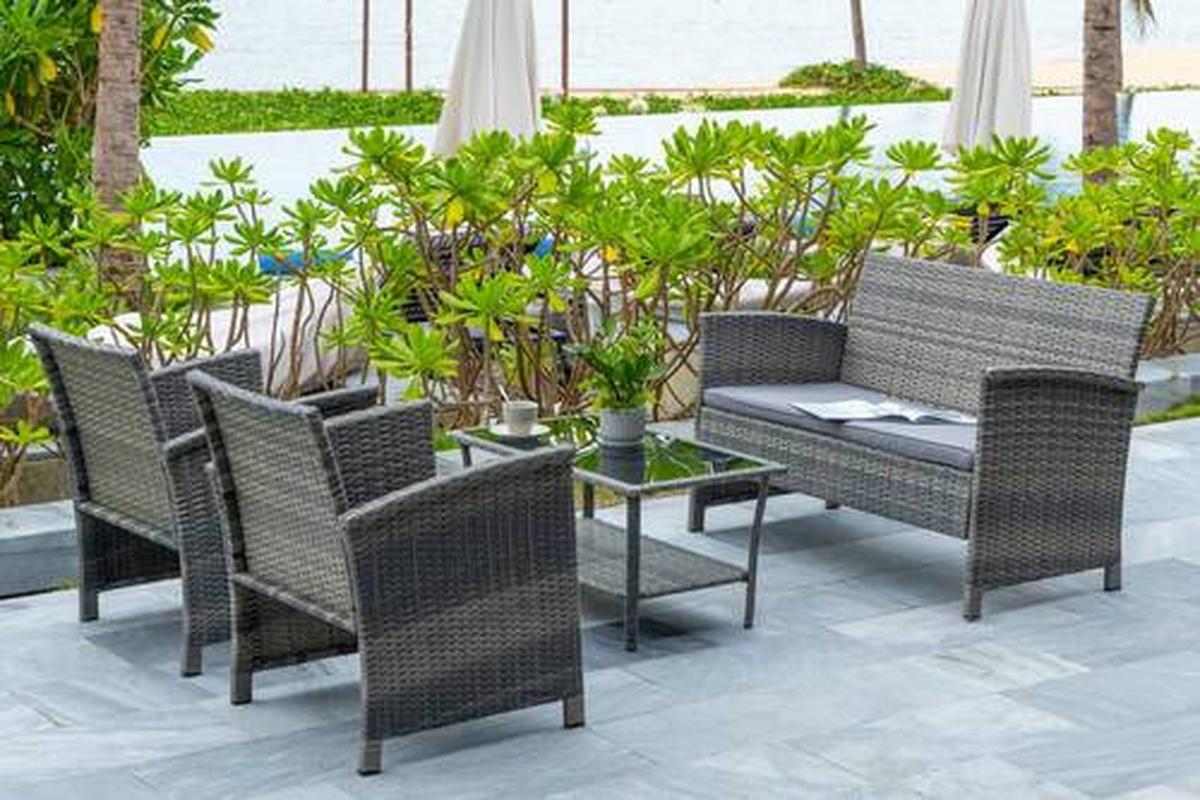 Lounge Garnitura Barbara, Siva - temno siva/črna, Moderno, kovina/umetna masa - Modern Living