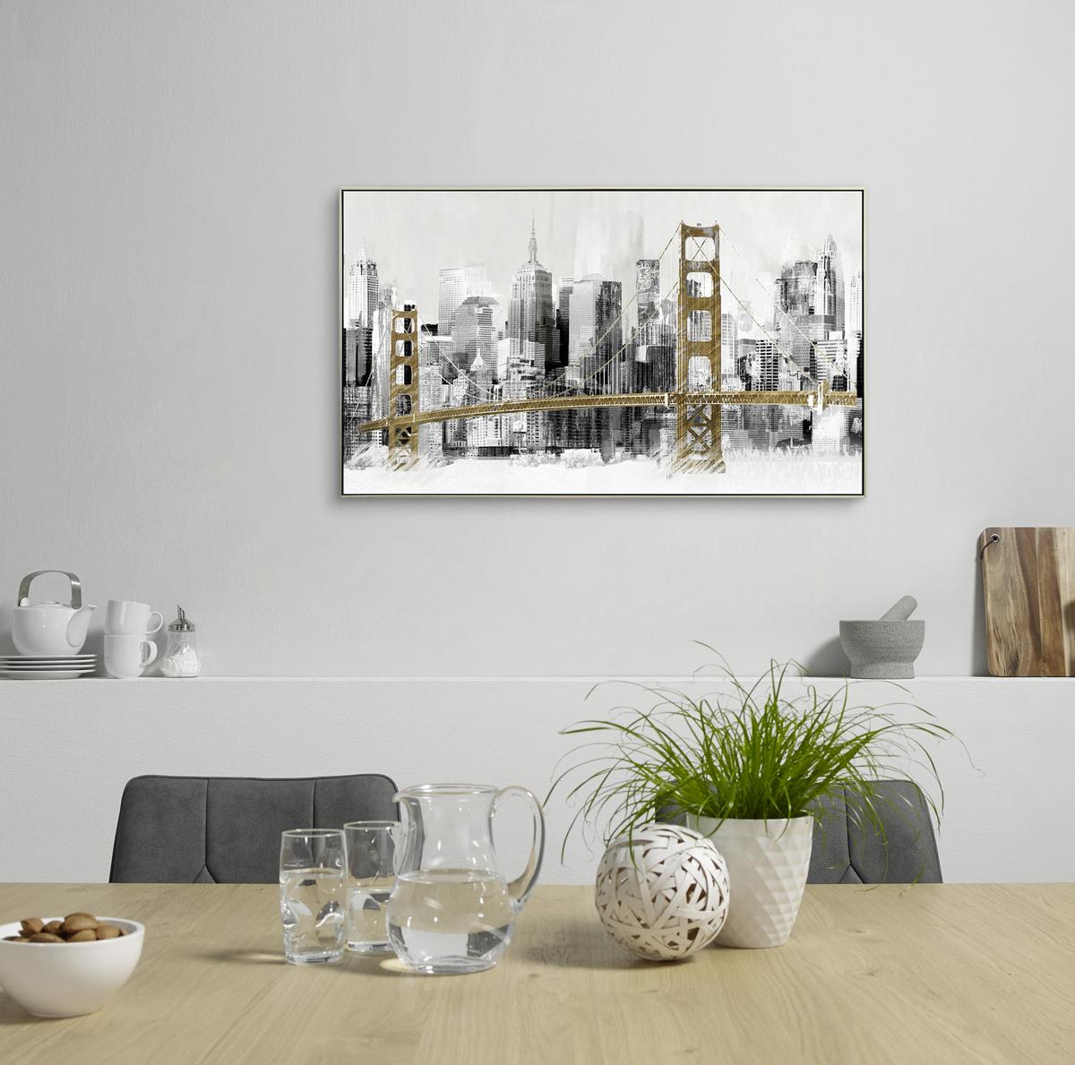 OBRAZ PRZESTRZENNY X2-P1808-1LUTZ - kolor srebrny/biały, Design, tworzywo sztuczne/drewno (120/70cm) - Monee