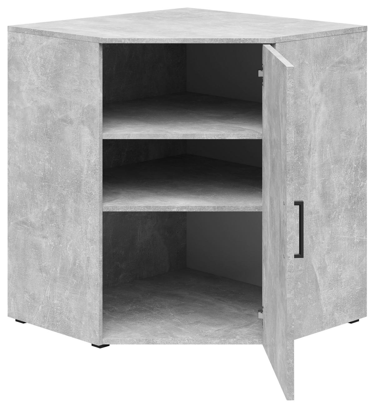 Eckkommode Multistauraum Betonoptik - Anthrazit/Schwarz, Modern, Holzwerkstoff/Kunststoff (71,5/83/71,5cm)