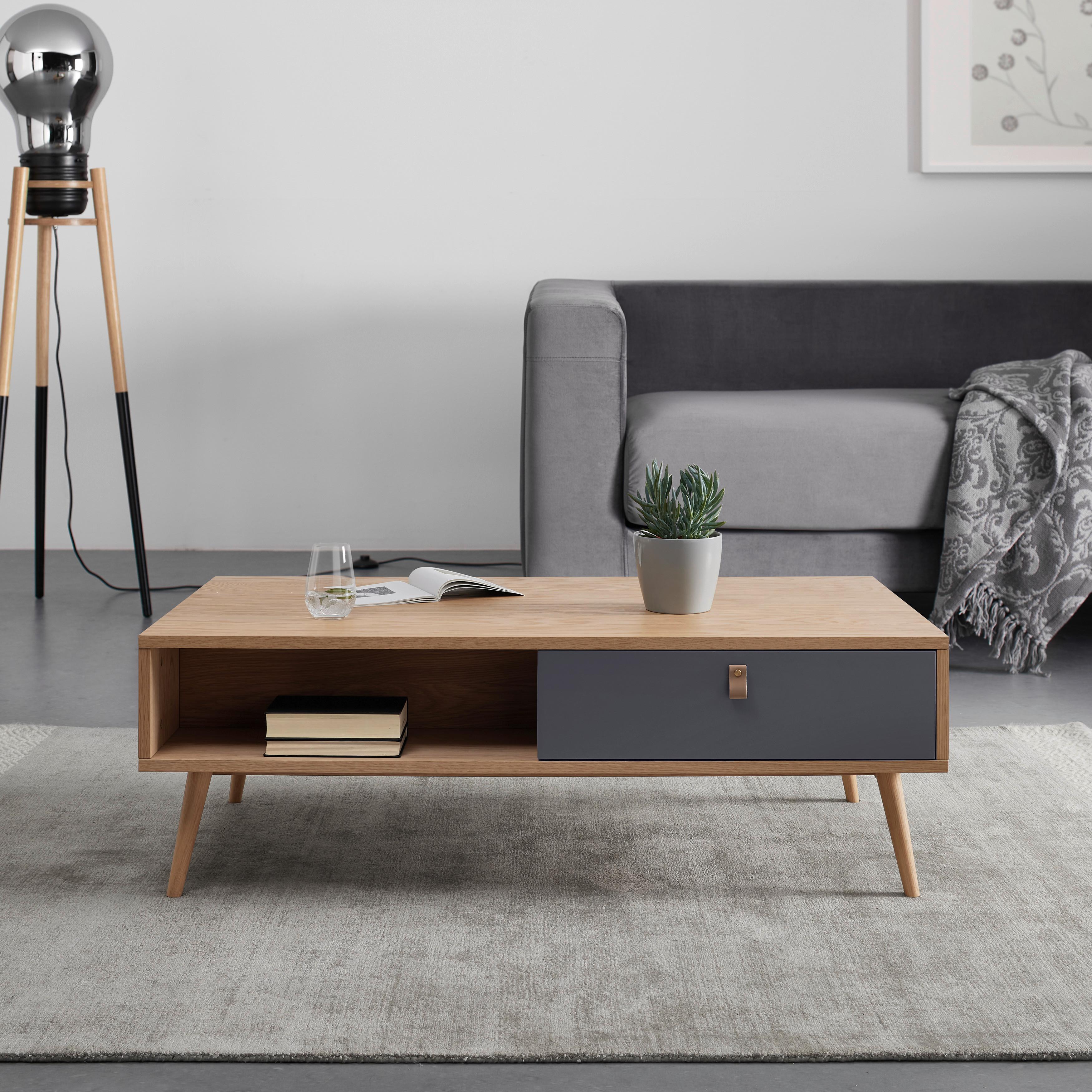 Couchtisch Lena Grau/ Naturfarben Eiche MDF - Hellbraun/Naturfarben, MODERN, Holz/Holzwerkstoff (120/40/60cm) - Bessagi Home