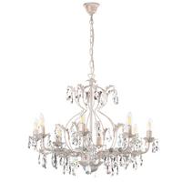 Kristall-Hängeleuchte Teresa Weiß max. 6 Watt - Weiß, KONVENTIONELL, Glas/Metall (70/105cm)