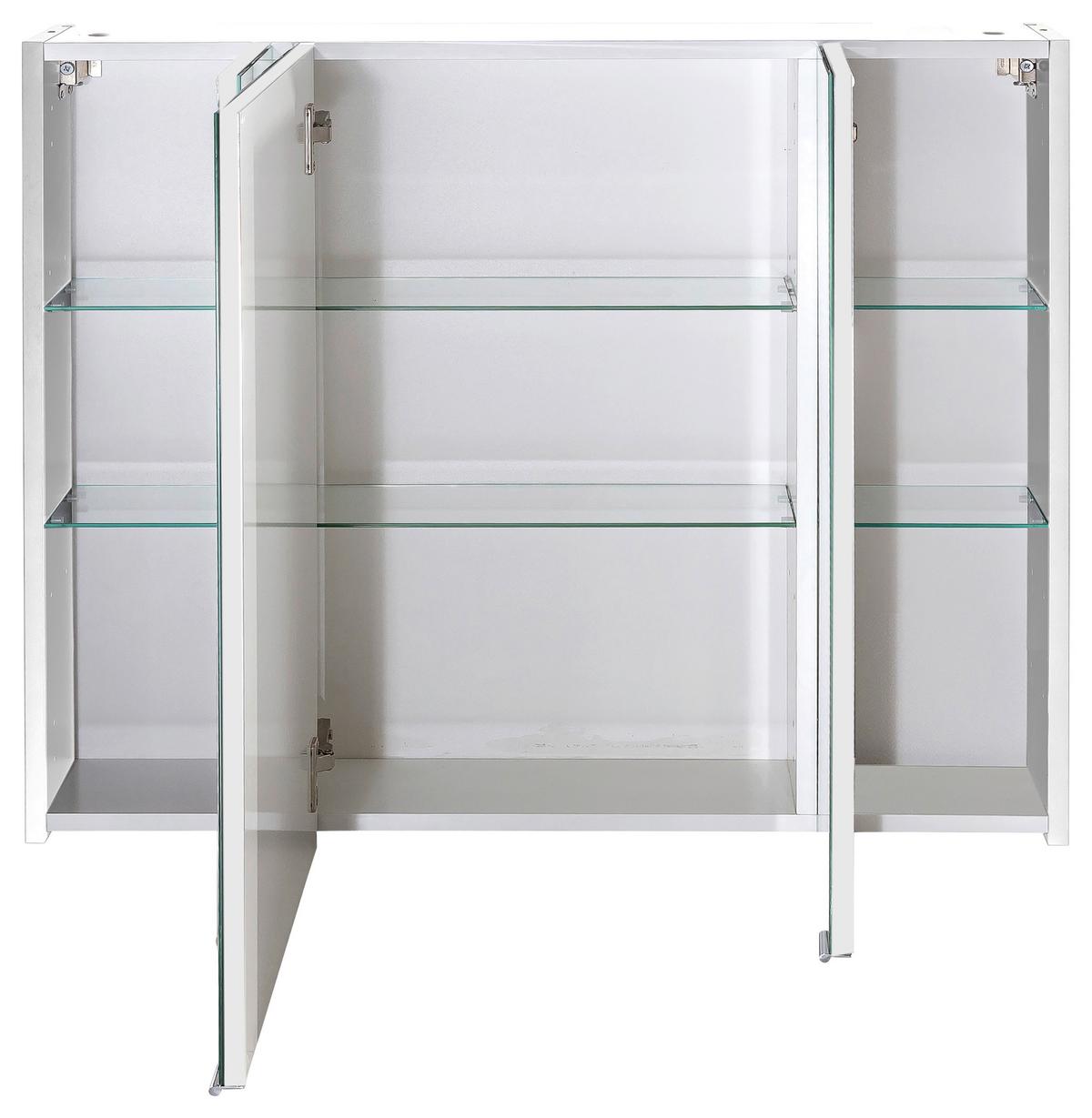 Spiegelschrank Basic 3-türig ca. 120x71 cm Weiß - Silberfarben, MODERN, Glas/Holzwerkstoff (120/70,7/16cm) - MID.YOU