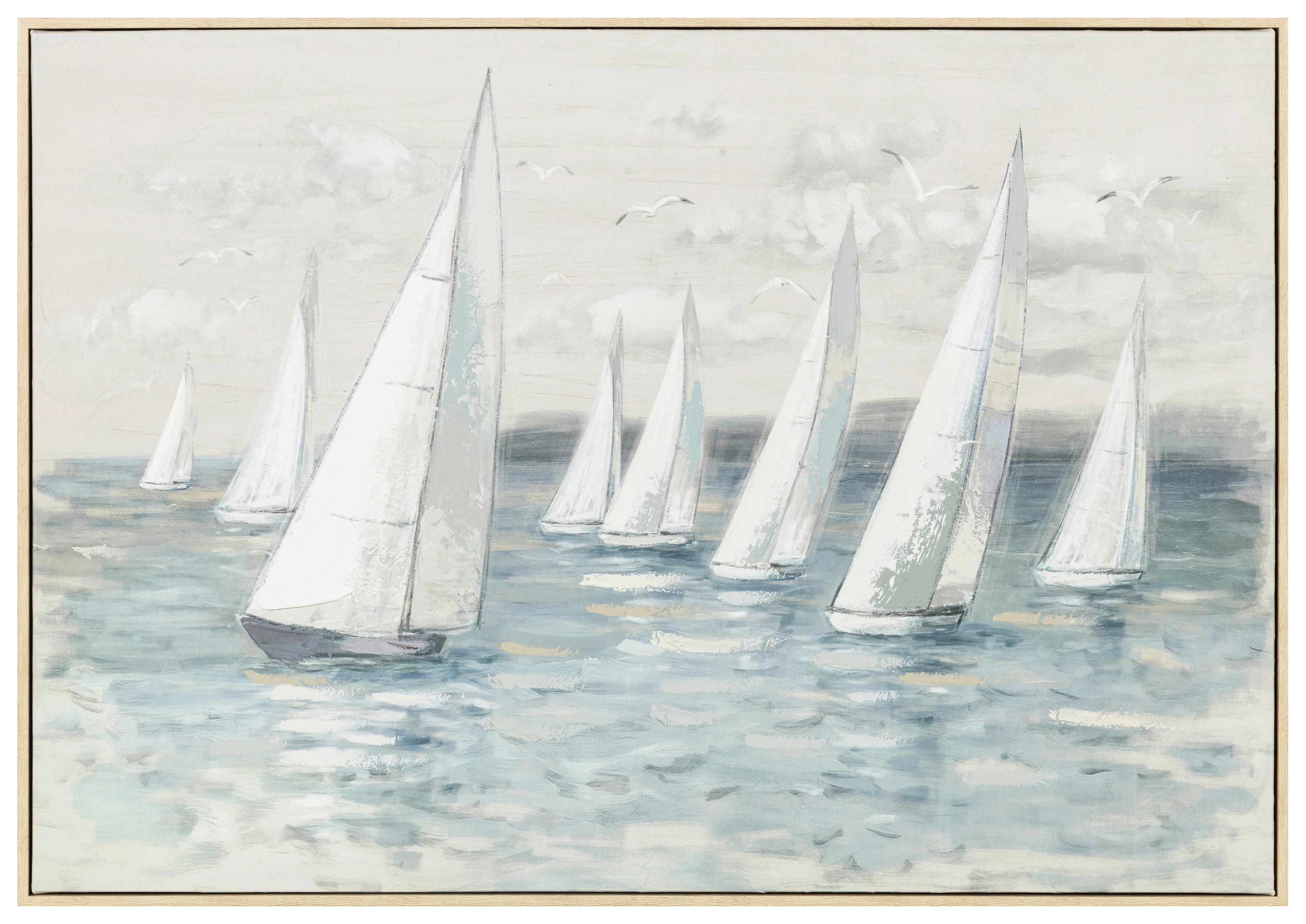 Slika Sa Ramom 100x70cm Maris - bela/pastelno plava, Konvencionalno, drvo/tekstil (100/70/2,8cm) - Mömax