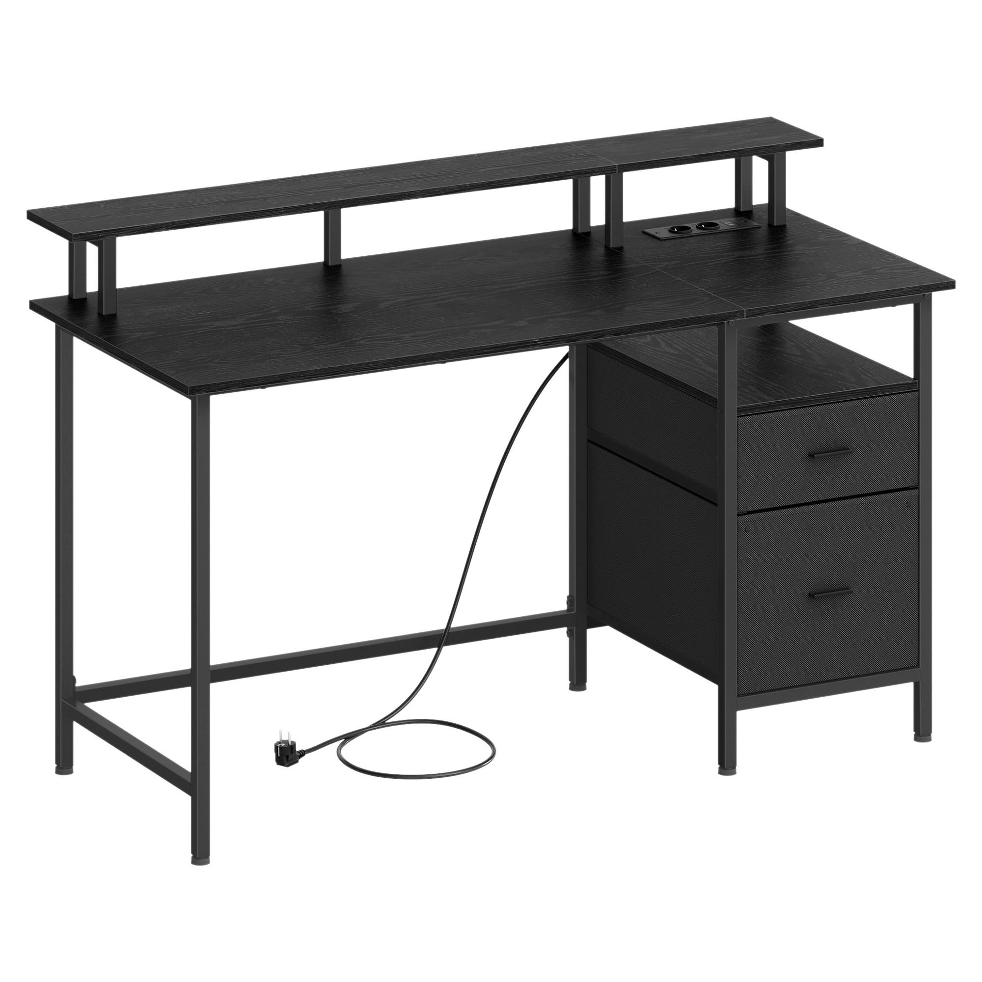 GAMINGTISCH COMPUTER DESK - Silberfarben/Schwarz, MODERN, Holzwerkstoff/Metall (135/55/89cm) - MID.YOU