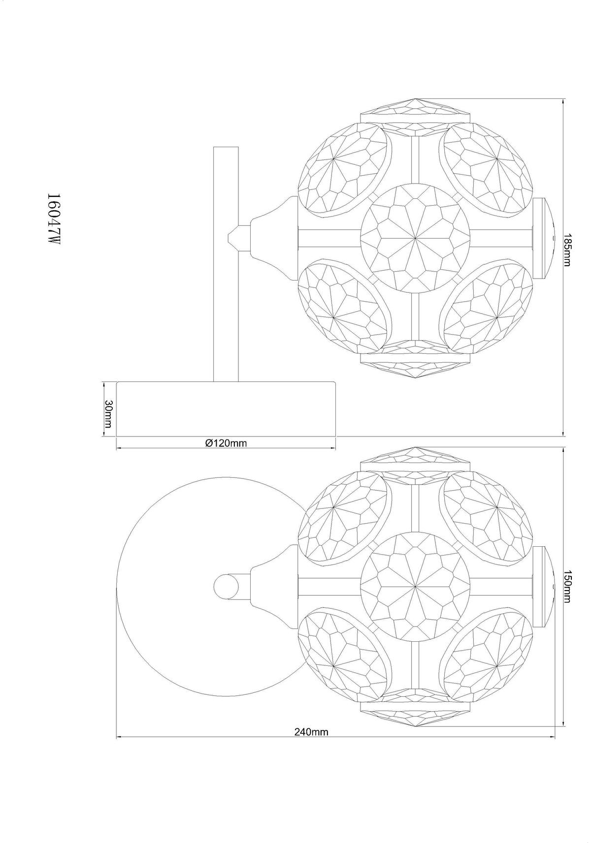 LED-WANDLEUCHTE 16047W VIRINA - Klar/Goldfarben, Konventionell, Glas/Metall (15/24cm) - Globo