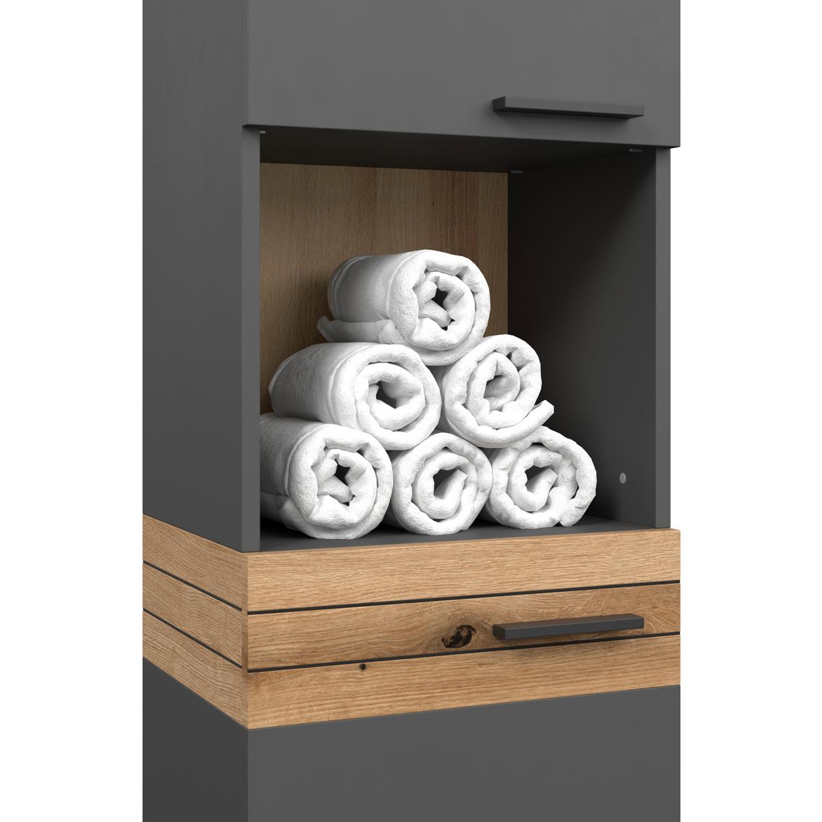 Dulap înalt Cotia - culoare lemn stejar/antracit, Modern, material pe bază de lemn (40/170/30cm) - James Wood