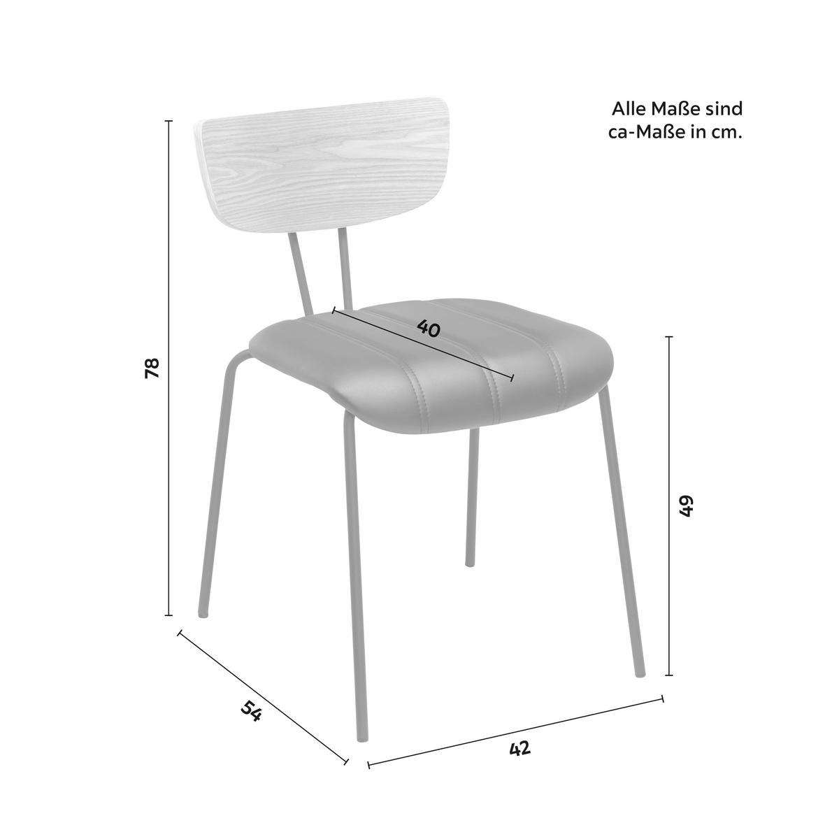 Stuhl Cera Schwarz Lederlook Gepolstert - Hellbraun/Schwarz, MODERN, Holz/Textil (42/78/54cm) - Bessagi Home