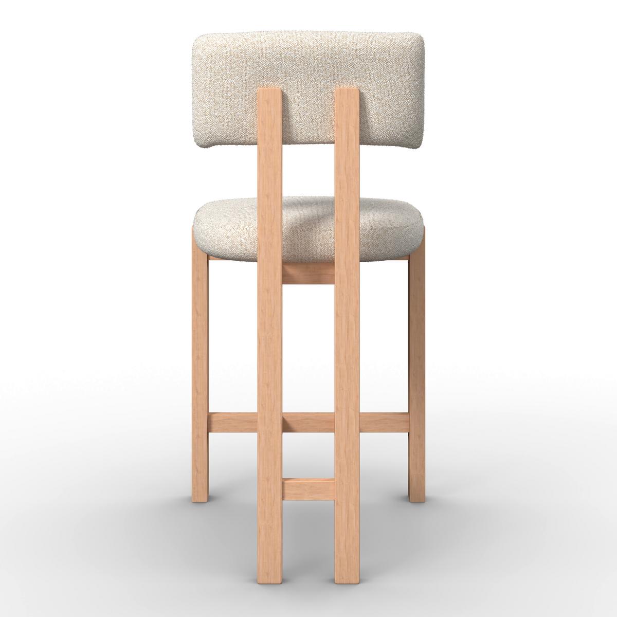 Barhocker Jonna Creme Bouclé Gepolstert - Creme/Naturfarben, MODERN, Holz/Textil (51/102/54cm) - Bessagi Home